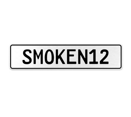 SMOKEN12  - White Aluminum Street Sign Mancave Euro Plate Name Door Sign Wall