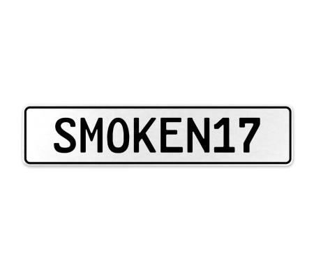 SMOKEN17  - White Aluminum Street Sign Mancave Euro Plate Name Door Sign Wall