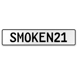 SMOKEN21  - White Aluminum Street Sign Mancave Euro Plate Name Door Sign Wall
