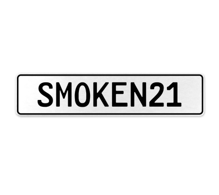SMOKEN21  - White Aluminum Street Sign Mancave Euro Plate Name Door Sign Wall