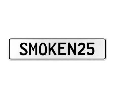 SMOKEN25  - White Aluminum Street Sign Mancave Euro Plate Name Door Sign Wall
