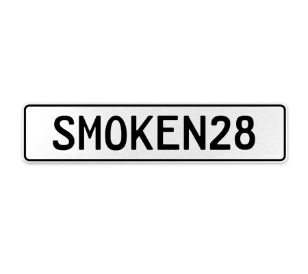 SMOKEN28  - White Aluminum Street Sign Mancave Euro Plate Name Door Sign Wall