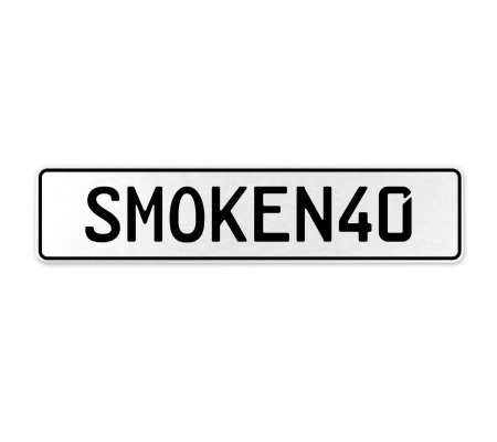 SMOKEN40  - White Aluminum Street Sign Mancave Euro Plate Name Door Sign Wall