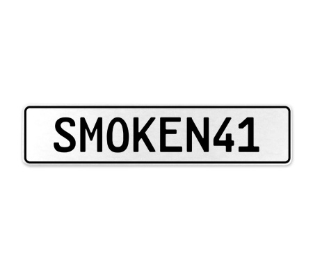 SMOKEN41  - White Aluminum Street Sign Mancave Euro Plate Name Door Sign Wall