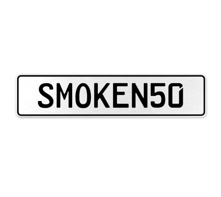 SMOKEN50  - White Aluminum Street Sign Mancave Euro Plate Name Door Sign Wall