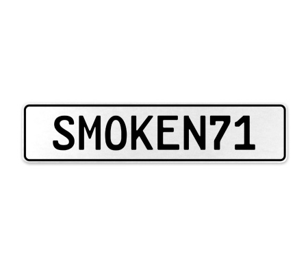 SMOKEN71  - White Aluminum Street Sign Mancave Euro Plate Name Door Sign Wall