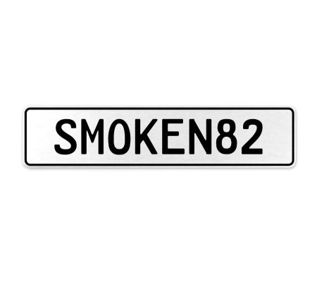 SMOKEN82  - White Aluminum Street Sign Mancave Euro Plate Name Door Sign Wall