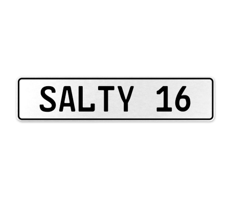 SALTY 16  - White Aluminum Street Sign Mancave Euro Plate Name Door Sign Wall