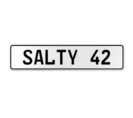 SALTY 42  - White Aluminum Street Sign Mancave Euro Plate Name Door Sign Wall