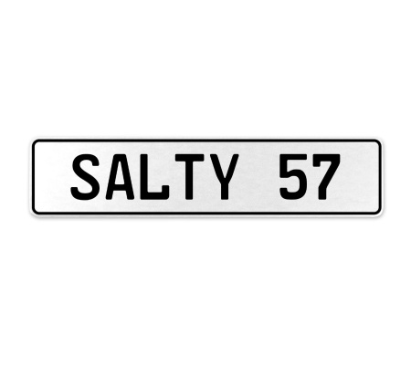 SALTY 57  - White Aluminum Street Sign Mancave Euro Plate Name Door Sign Wall