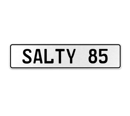 SALTY 85  - White Aluminum Street Sign Mancave Euro Plate Name Door Sign Wall