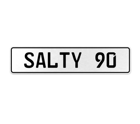 SALTY 90  - White Aluminum Street Sign Mancave Euro Plate Name Door Sign Wall
