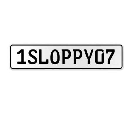 1SLOPPY07  - White Aluminum Street Sign Mancave Euro Plate Name Door Sign Wall
