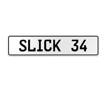 SLICK 34  - White Aluminum Street Sign Mancave Euro Plate Name Door Sign Wall