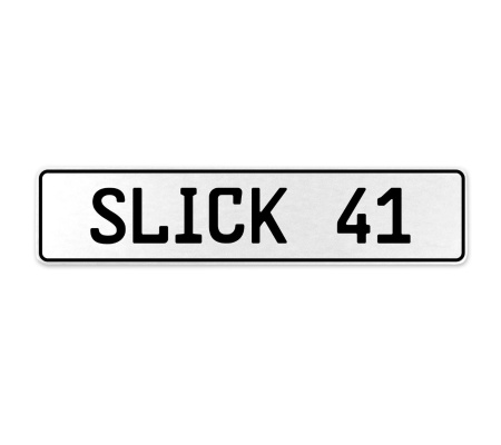 SLICK 41  - White Aluminum Street Sign Mancave Euro Plate Name Door Sign Wall