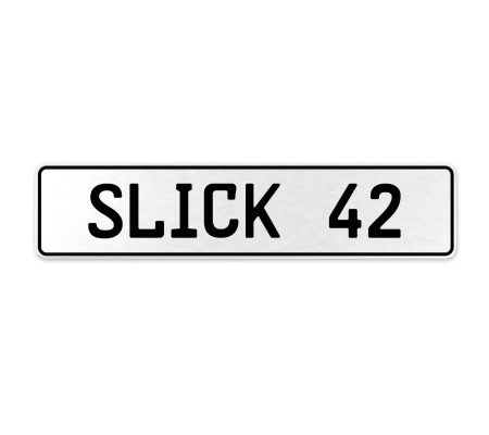 SLICK 42  - White Aluminum Street Sign Mancave Euro Plate Name Door Sign Wall