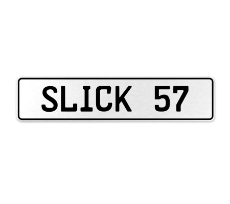 SLICK 57  - White Aluminum Street Sign Mancave Euro Plate Name Door Sign Wall
