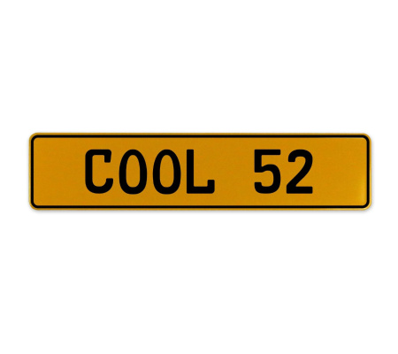 COOL 52  - Yellow Aluminum Street Sign Mancave Euro Plate Name Door Sign Wall