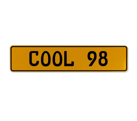 COOL 98  - Yellow Aluminum Street Sign Mancave Euro Plate Name Door Sign Wall