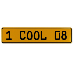1 COOL 08  - Yellow Aluminum Street Sign Mancave Euro Plate Name Door Sign Wall