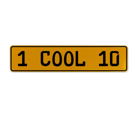 1 COOL 10  - Yellow Aluminum Street Sign Mancave Euro Plate Name Door Sign Wall