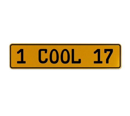 1 COOL 17  - Yellow Aluminum Street Sign Mancave Euro Plate Name Door Sign Wall
