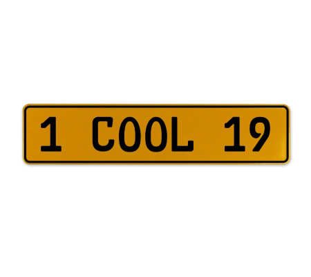 1 COOL 19  - Yellow Aluminum Street Sign Mancave Euro Plate Name Door Sign Wall