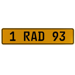 1 RAD 93  - Yellow Aluminum Street Sign Mancave Euro Plate Name Door Sign Wall