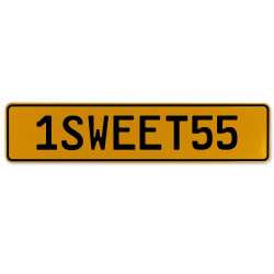 1SWEET55  - Yellow Aluminum Street Sign Mancave Euro Plate Name Door Sign Wall