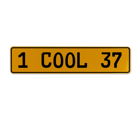 1 COOL 37  - Yellow Aluminum Street Sign Mancave Euro Plate Name Door Sign Wall