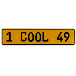 1 COOL 49  - Yellow Aluminum Street Sign Mancave Euro Plate Name Door Sign Wall