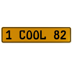 1 COOL 82  - Yellow Aluminum Street Sign Mancave Euro Plate Name Door Sign Wall