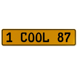 1 COOL 87  - Yellow Aluminum Street Sign Mancave Euro Plate Name Door Sign Wall