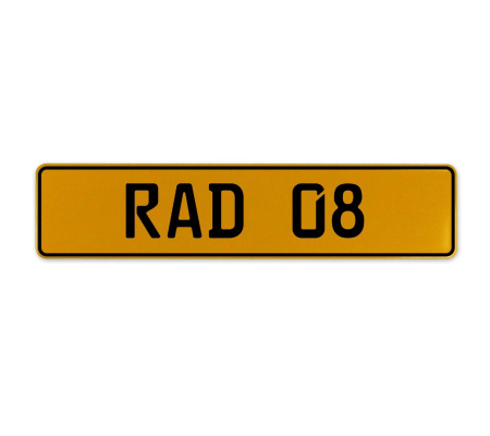 RAD 08  - Yellow Aluminum Street Sign Mancave Euro Plate Name Door Sign Wall