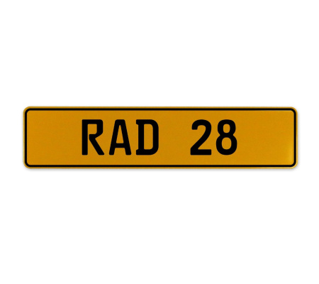 RAD 28  - Yellow Aluminum Street Sign Mancave Euro Plate Name Door Sign Wall