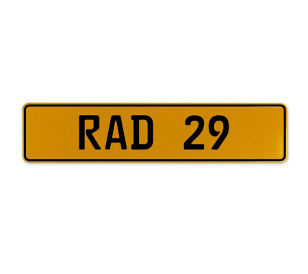 RAD 29  - Yellow Aluminum Street Sign Mancave Euro Plate Name Door Sign Wall