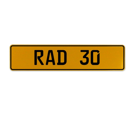 RAD 30  - Yellow Aluminum Street Sign Mancave Euro Plate Name Door Sign Wall