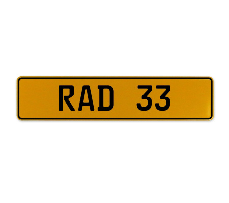 RAD 33  - Yellow Aluminum Street Sign Mancave Euro Plate Name Door Sign Wall