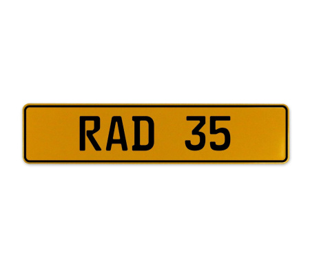 RAD 35  - Yellow Aluminum Street Sign Mancave Euro Plate Name Door Sign Wall