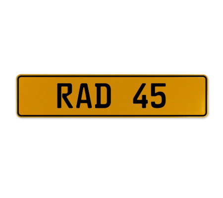 RAD 45  - Yellow Aluminum Street Sign Mancave Euro Plate Name Door Sign Wall
