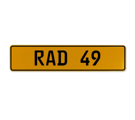RAD 49  - Yellow Aluminum Street Sign Mancave Euro Plate Name Door Sign Wall