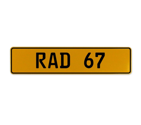 RAD 67  - Yellow Aluminum Street Sign Mancave Euro Plate Name Door Sign Wall