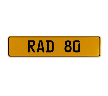 RAD 80  - Yellow Aluminum Street Sign Mancave Euro Plate Name Door Sign Wall