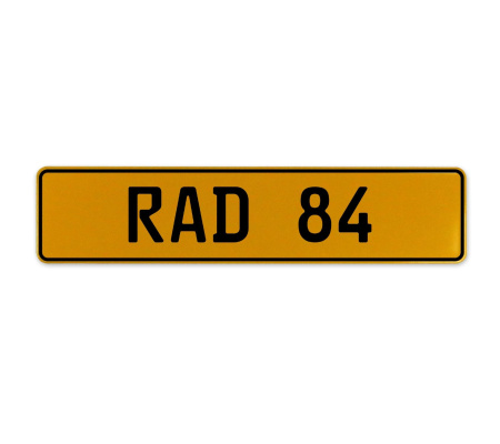 RAD 84  - Yellow Aluminum Street Sign Mancave Euro Plate Name Door Sign Wall