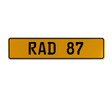 RAD 87  - Yellow Aluminum Street Sign Mancave Euro Plate Name Door Sign Wall