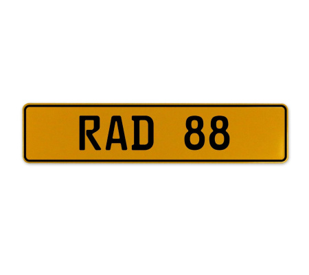 RAD 88  - Yellow Aluminum Street Sign Mancave Euro Plate Name Door Sign Wall