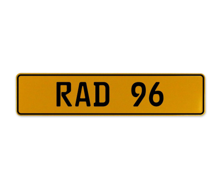 RAD 96  - Yellow Aluminum Street Sign Mancave Euro Plate Name Door Sign Wall