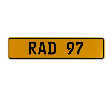RAD 97  - Yellow Aluminum Street Sign Mancave Euro Plate Name Door Sign Wall