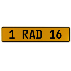 1 RAD 16  - Yellow Aluminum Street Sign Mancave Euro Plate Name Door Sign Wall