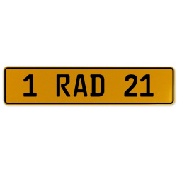 1 RAD 21  - Yellow Aluminum Street Sign Mancave Euro Plate Name Door Sign Wall